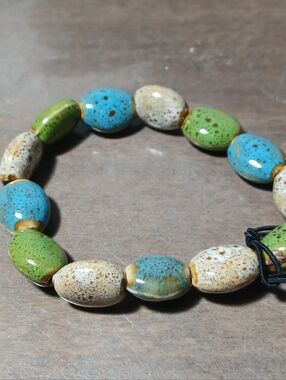 Chloe & Lex Speckled Stone Beaded Stretch Bracelet New
